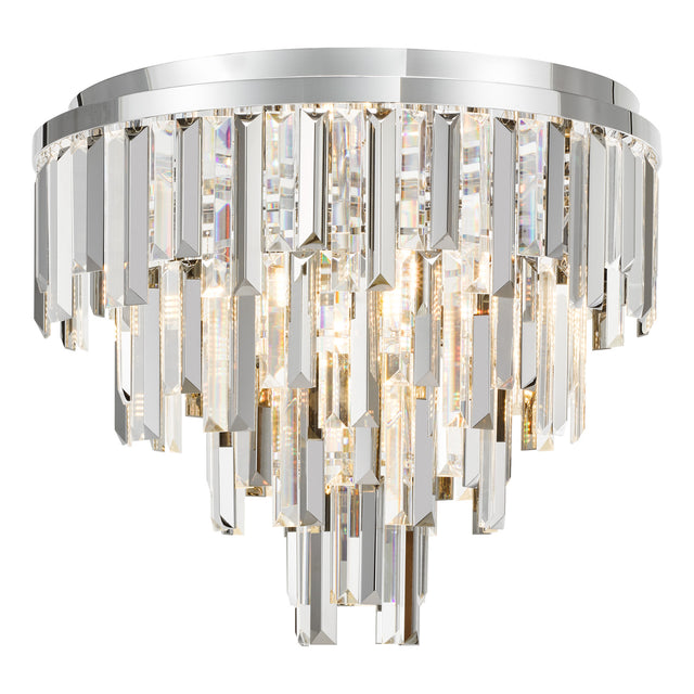 Fuentes 5 Light Flush Polished Chrome and Crystal