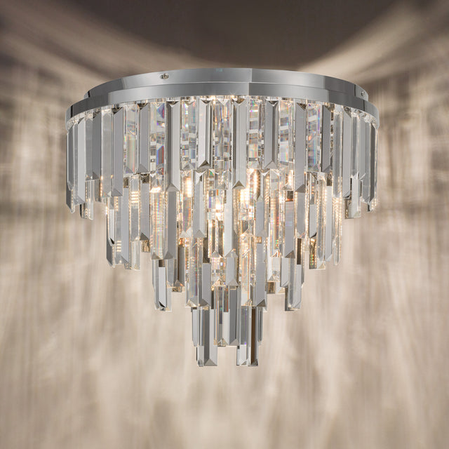 Fuentes 5 Light Flush Polished Chrome and Crystal