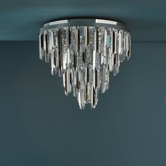 Fuentes 5 Light Flush Polished Chrome and Crystal