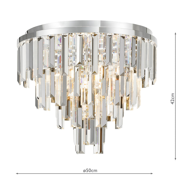 Fuentes 5 Light Flush Polished Chrome and Crystal