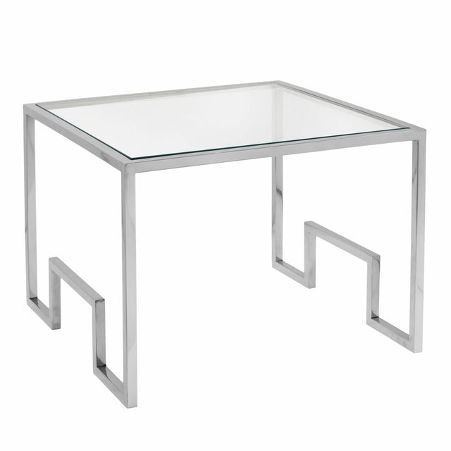 POLISHED NICKEL & CLEAR GLASS END TABLE