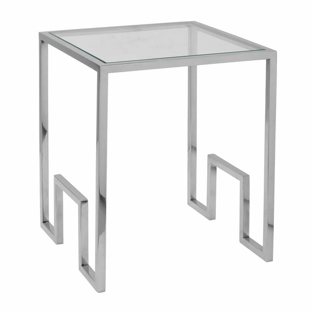 POLISHED NICKEL & CLEAR GLASS SIDE TABLE