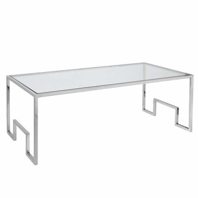 POLISHED NICKEL & CLEAR GLASS COFFEE TABLE