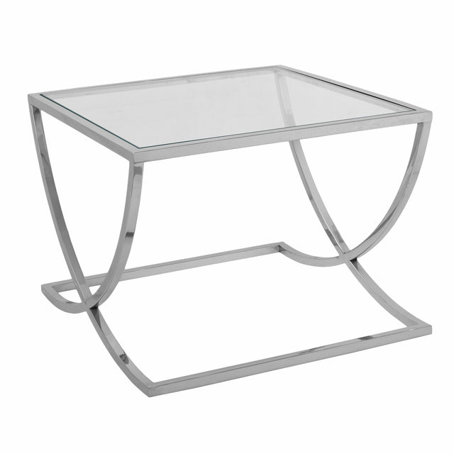 POLISHED NICKEL & CLEAR GLASS END TABLE