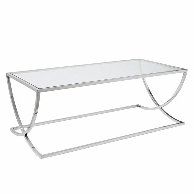 POLISHED NICKEL & CLEAR GLASS COFFEE TABLE