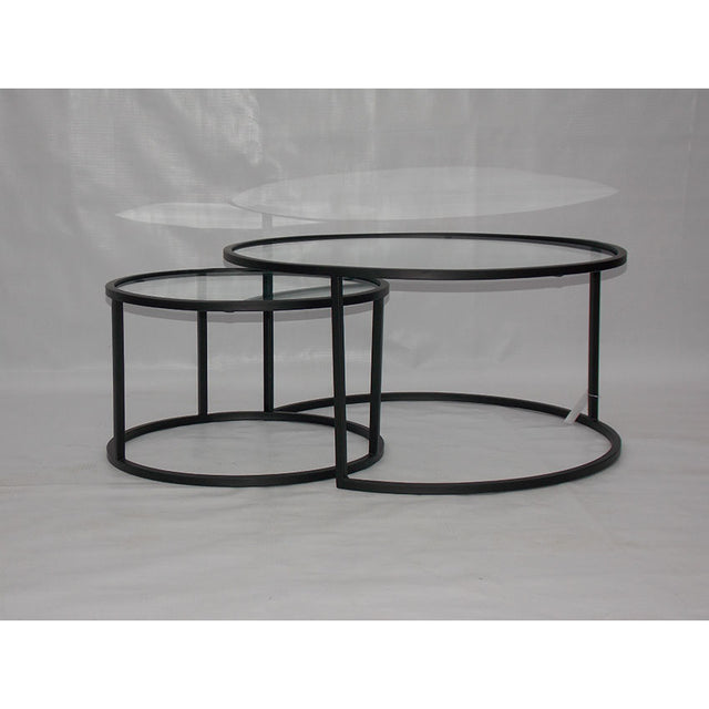 BLACK FINISH TWIN COFFEE TABLE SET/2