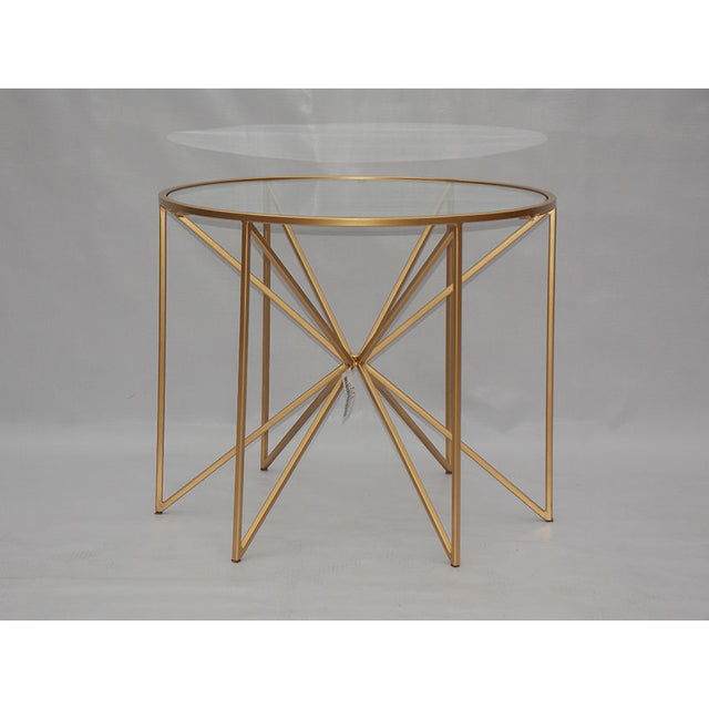 AGED GOLD HAMILTON GLASS TOP LARGE SIDE TABLE