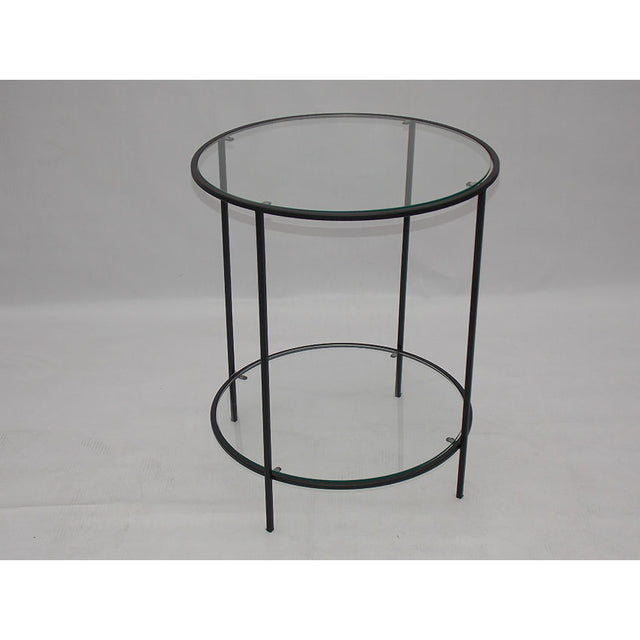 BLACK FINISH GLASS TOP SIDE TABLE