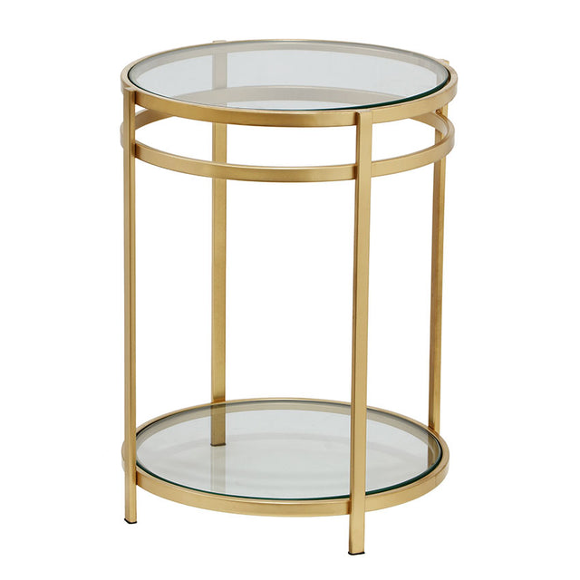 GOLD FINISH GLASS TOP SIDE TABLE