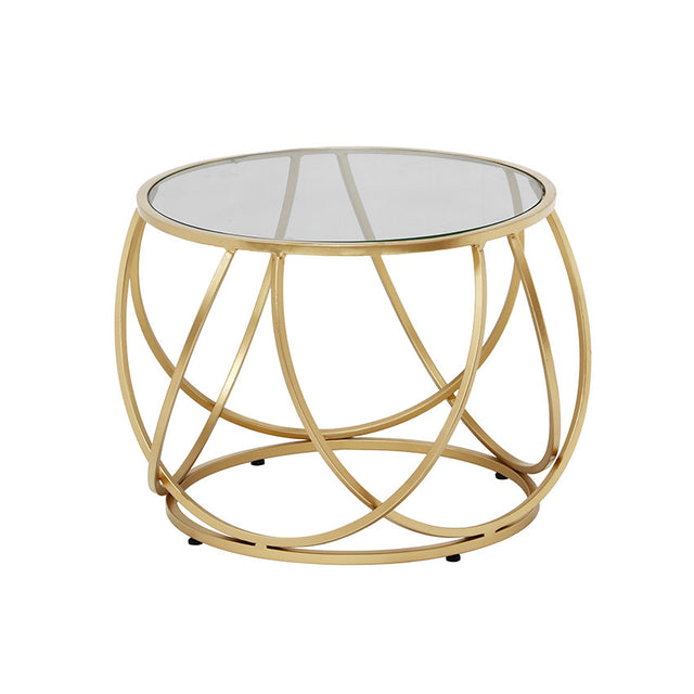 BRASS FINISH & CLEAR GLASS END TABLE