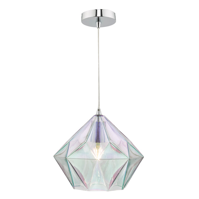 Gaia Iridised Glass & Polished Chrome Pendant