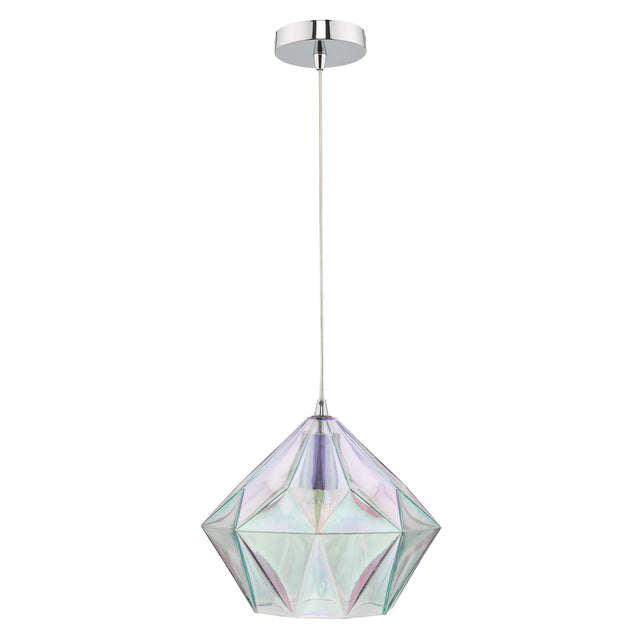 Gaia Iridised Glass & Polished Chrome Pendant