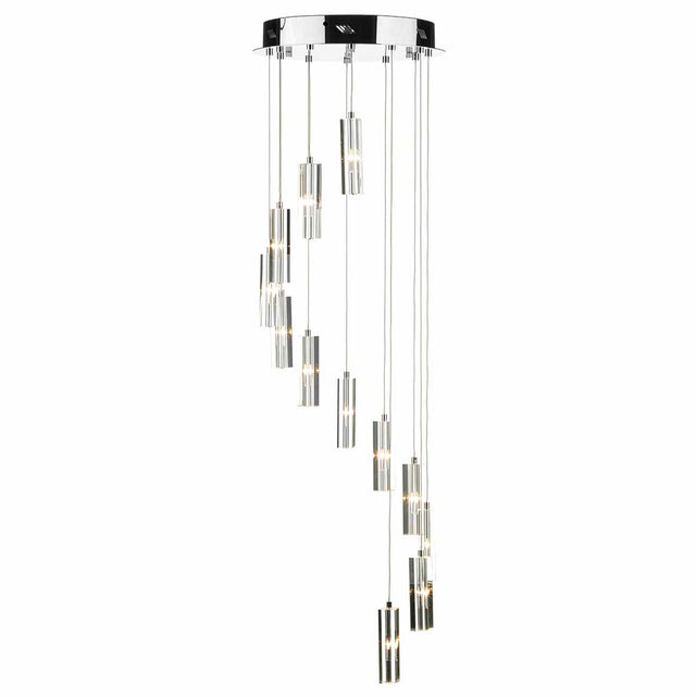 Galileo 12 Light Cluster Pendant Polished Chrome Crystal LED