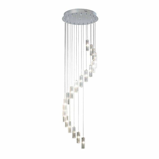 Galileo 20 Light Cluster Pendant Polished Chrome Crystal LED - 3M Drop