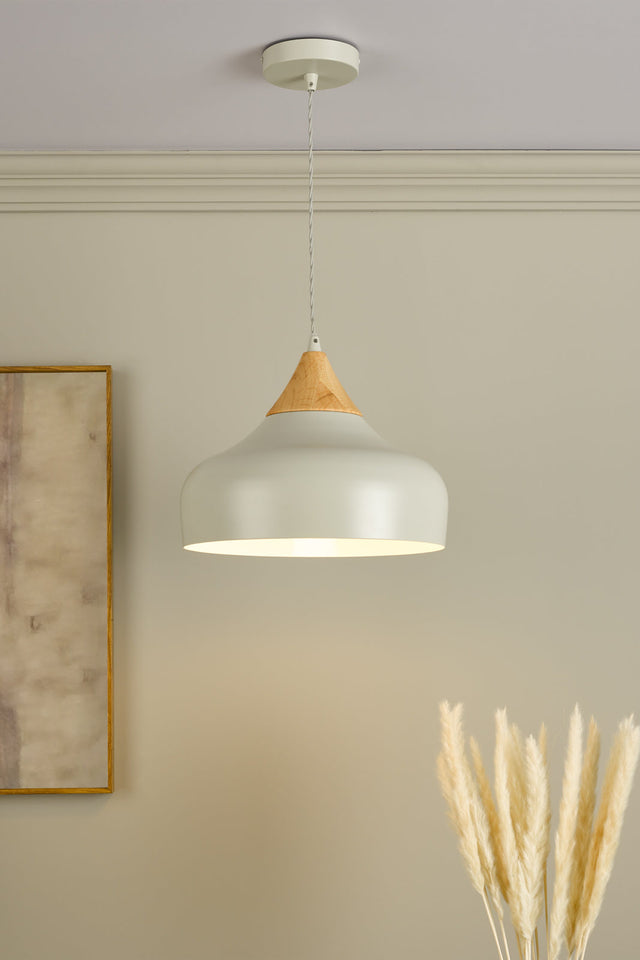 Gaucho 1 Light Single Pendant Grey And Wood