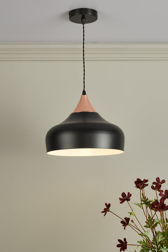 Gaucho 1 Light Single Pendant Black And Copper