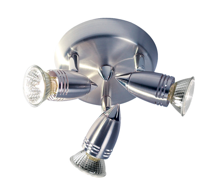 Gemini 3 Light Plate Spotlight Satin Chrome