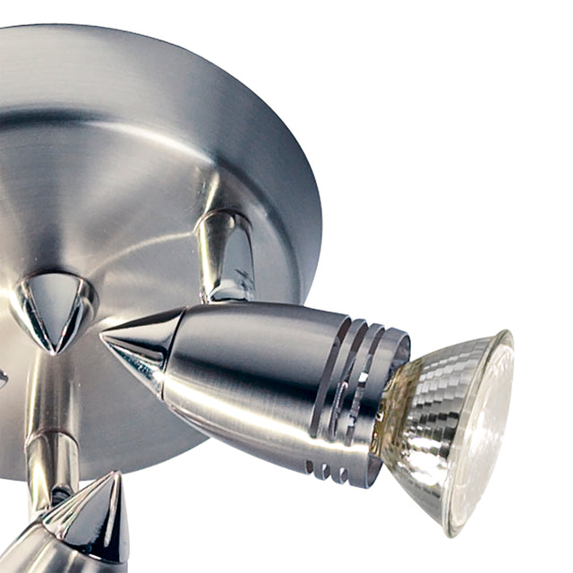 Gemini 3 Light Plate Spotlight Satin Chrome