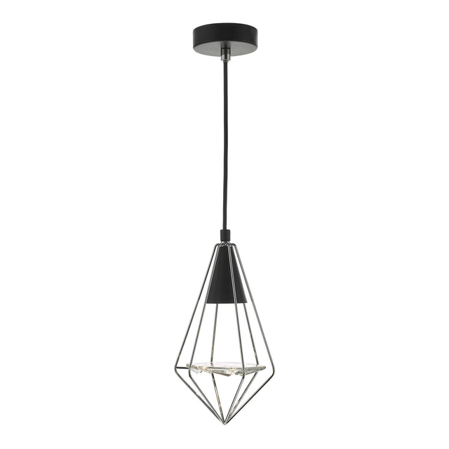 Gianni 1 Light Pendant Black, Polished Chrome & Glass