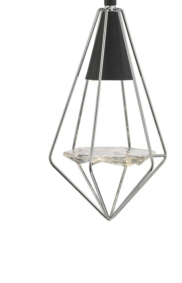 Gianni 1 Light Pendant Black, Polished Chrome & Glass