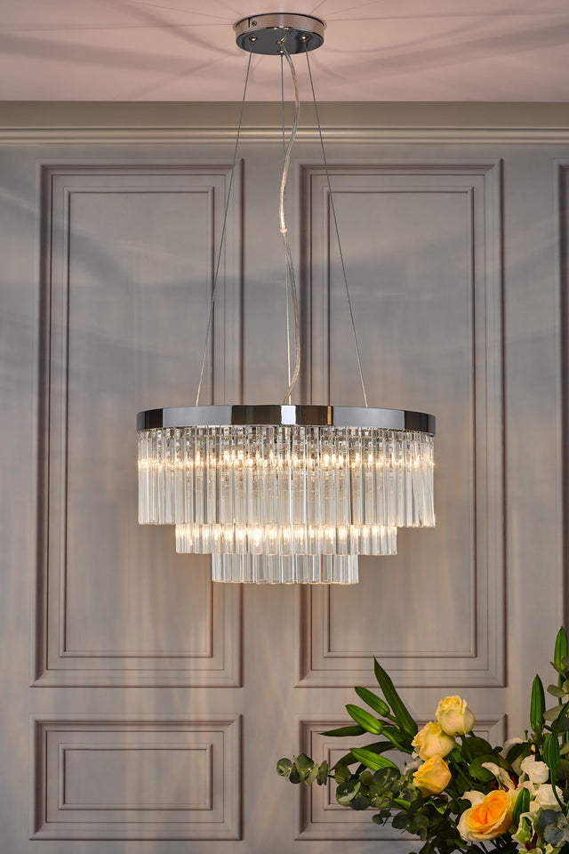 Giovana 5 Light Pendant Polished Chrome Clear Glass