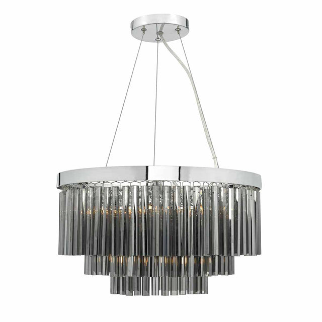 Giovana 5 Light Pendant Polished Chrome & Smoked Glass