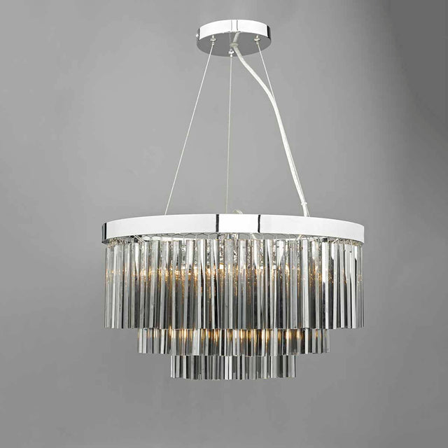 Giovana 5 Light Pendant Polished Chrome & Smoked Glass