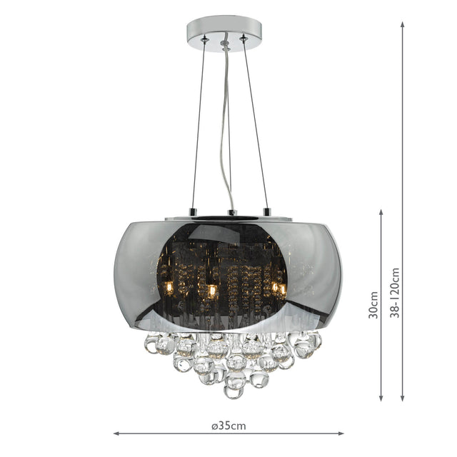 Giselle 5 Light Pendant Smoked & Clear Glass