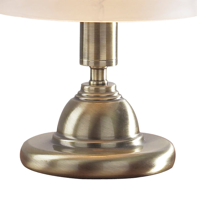 Gloucester Touch Table Lamp Antique Brass & Glass Shade - Twin Pack