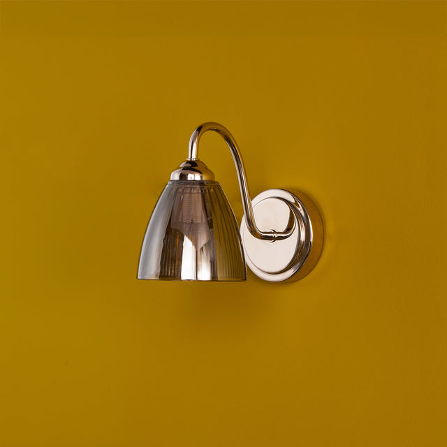 Glynis Wall Light Polished Nickel and Smoked Ribbed Glass