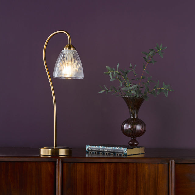 Glynis Table Lamp Antique Bronze and Ribbed Glass