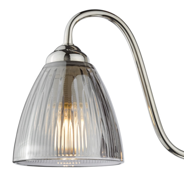 Glynis 3 Light Semi-Flush Polished Nickel and Smoked Ribbed Glass