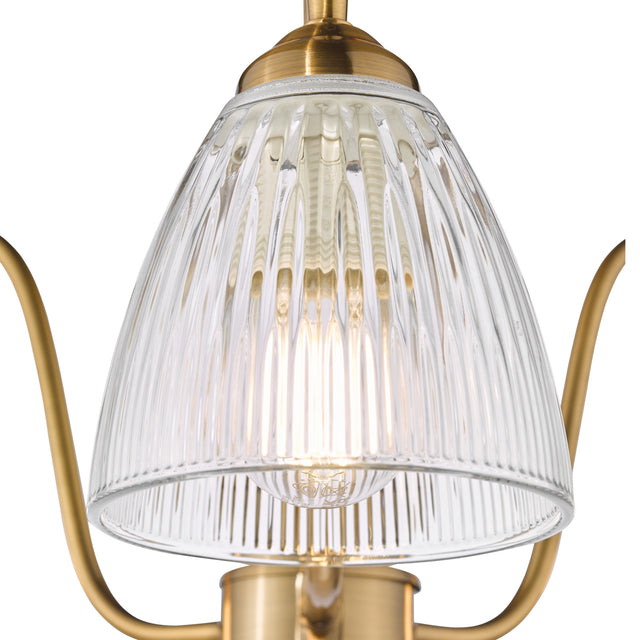 Glynis 3 Light Semi-Flush Antique Bronze and Ribbed Glass