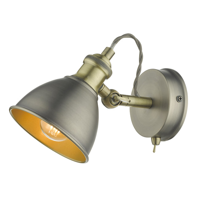 Governor Single Wall Spotlight Antique Chrome & Brass