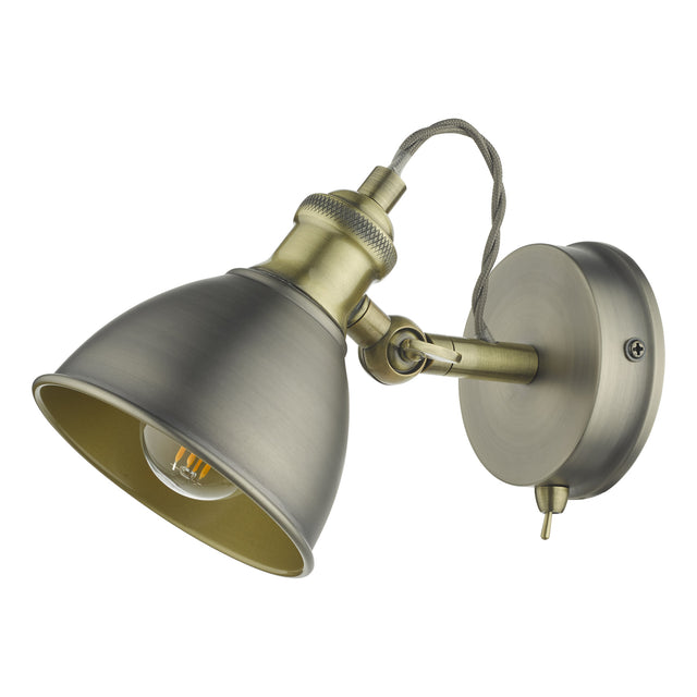 Governor Single Wall Spotlight Antique Chrome & Brass