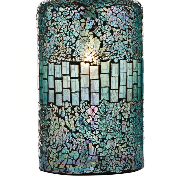 Guru Table Lamp Blue Mosaic Dual Source With Shade