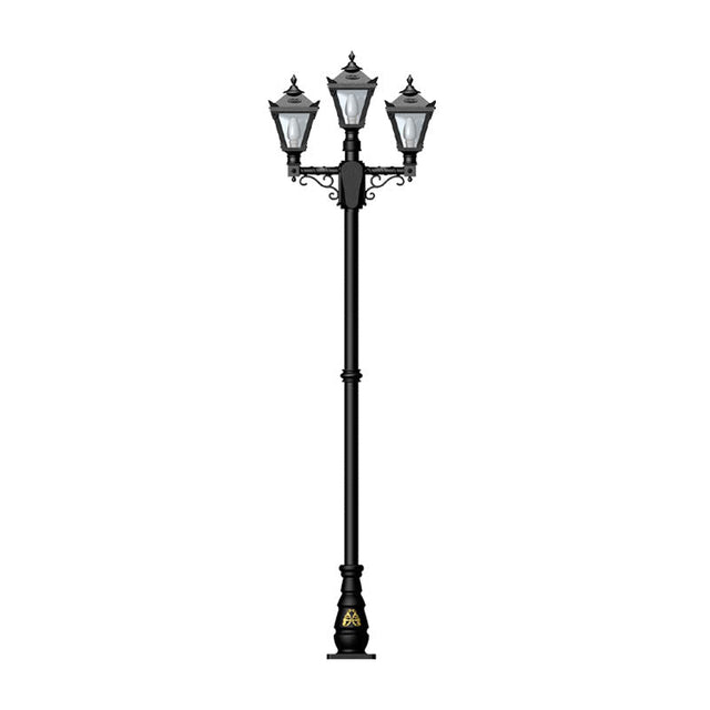 Victorian style medium triple headed lamp post