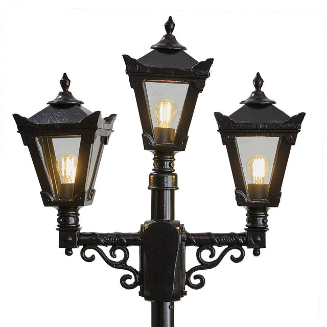 Victorian style medium triple headed lamp post