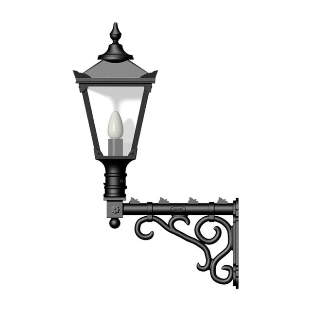 Victorian traditional cast iron wall light with decorative arm