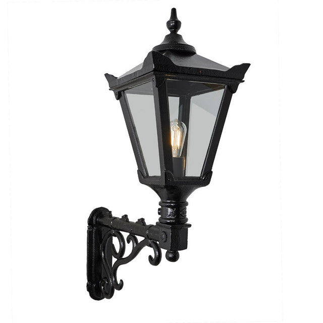 Victorian traditional cast iron wall light with decorative arm