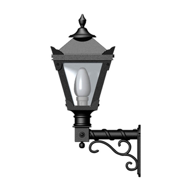 Victorian traditional cast iron wall light with decorative arm