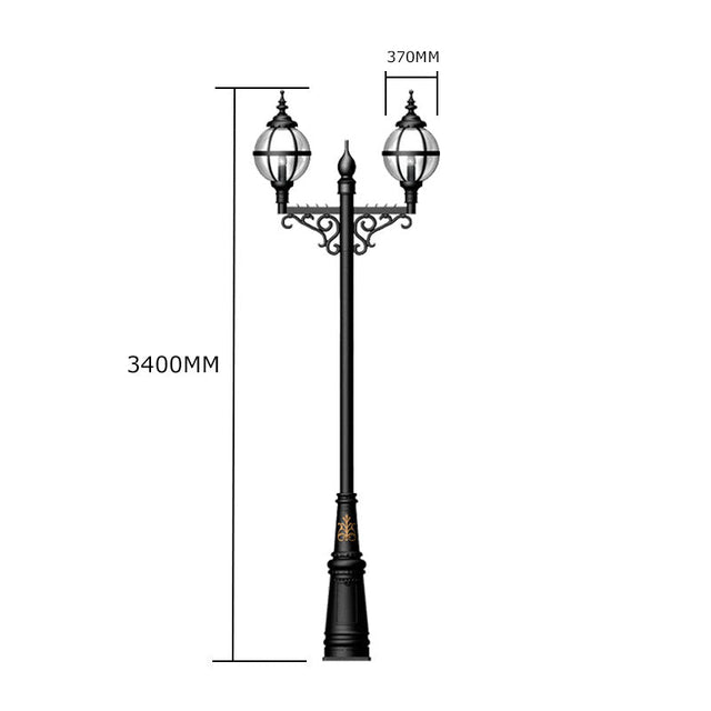 Victorian style globe lamp post double headed in cast iron