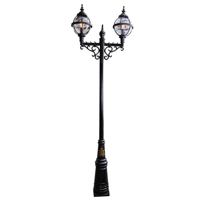 Victorian style globe lamp post double headed in cast iron