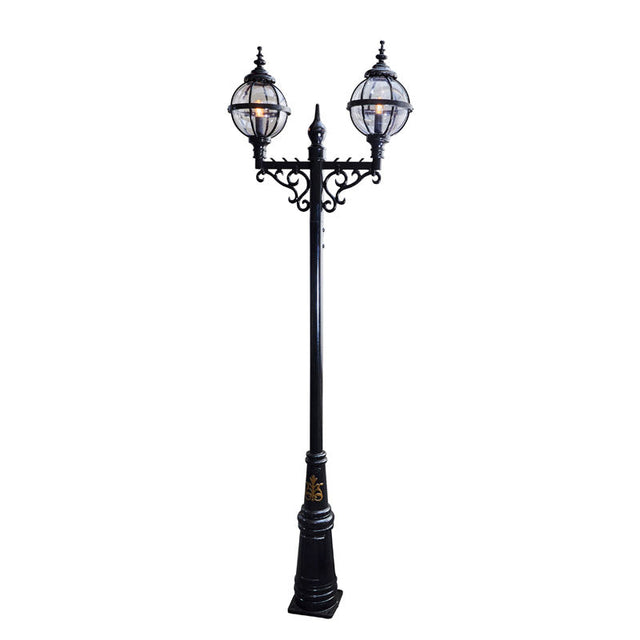 Victorian style globe lamp post double headed in cast iron