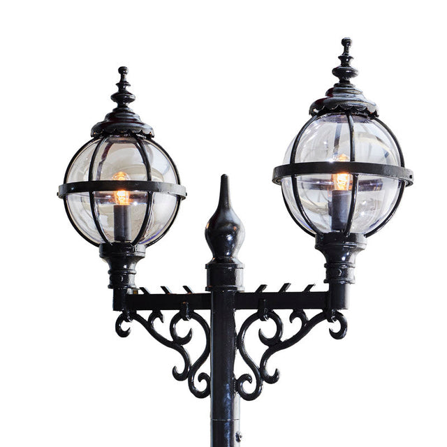 Victorian style globe lamp post double headed in cast iron