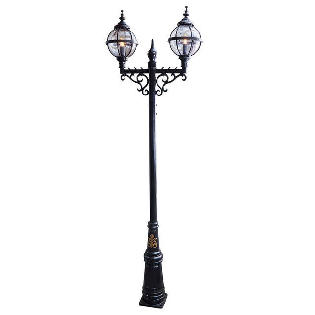 Victorian style globe lamp post double headed in cast iron