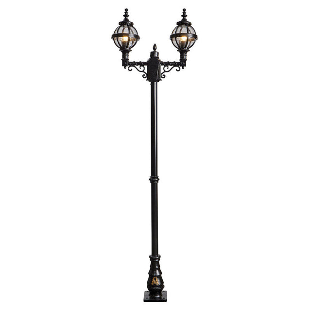 Victorian style globe lamp post double headed in cast iron