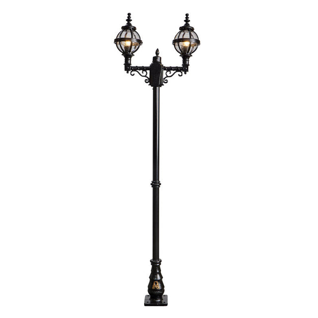 Victorian style globe lamp post double headed in cast iron