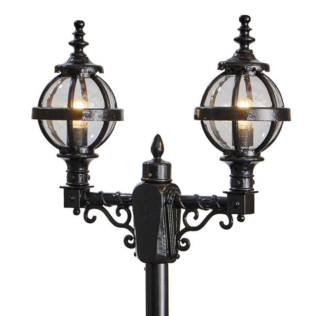 Victorian style globe lamp post double headed in cast iron