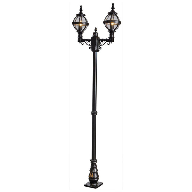 Victorian style globe lamp post double headed in cast iron